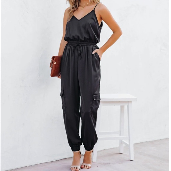 Vici Pants & Jumpsuits Nwt Vici Satin Jumpsuit Poshmark